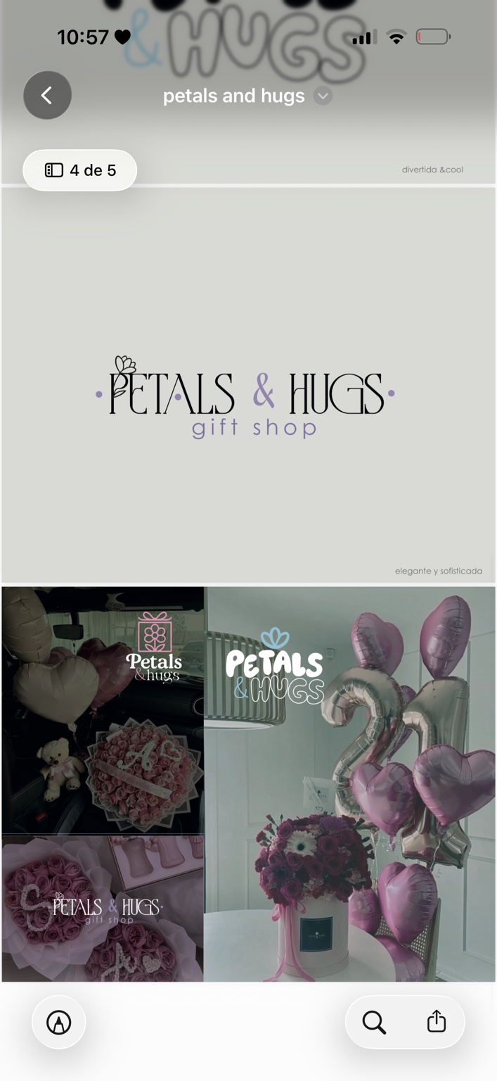 Selected elegant Petals and Hugs gift shop logo